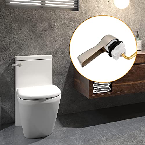 Hibbent Universal Metal Front Mount Toilet Handle Replacement Kit | Brushed Nickel Solid Brass Toilet Flush Tank Lever, Stainless Steel Flapper Chains for Most Toilet Tanks - color: Brushed Nickel, style: Upgraded Front Mount