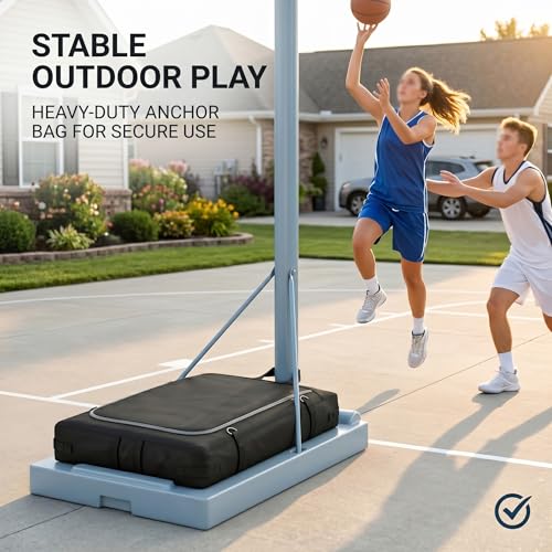 Basketball Hoop Sandbag, Weighted Base Anchor Bag for Portable Hoop Bases | Heavy-duty Oxford fabric bag helps stabilize portable basketball hoop bases for driveway and backyard use.Bag only.