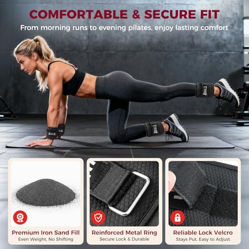 BAGAIL Ankle Wrist Weights for Women & Men, Set of 2 (Available in 0.5/1/2/3/4/5 lb Each), Wearable Leg Arm Weights with Sleek Design & Secure Fit for Walking, Running, Pilates, Home Fitness - color: Black, size: 2 Lb Pair (1 Lb Each)