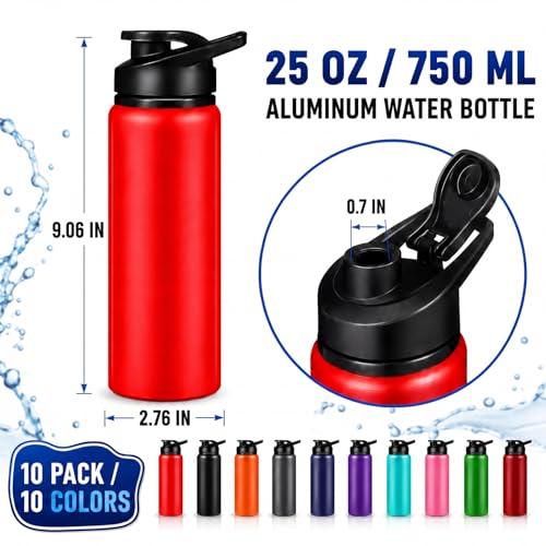 Mimorou 25oz Reusable Aluminum Water Bottles Bulk Multicolor Outdoor Sports Water Bottles for Travel, Gym, Hiking, Cycling, Camping, Fishing, Snap Lid - color: Classic Color