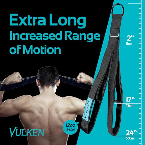 Vulken Tricep Rope Cable Attachment. Two Size in One Extra Long Pull Down Rope. Triceps Extension Straps Gym Equipment. Home Workout Handles for Resistance Bands. - color: Black