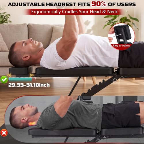 OPPSDECOR Adjustable Weight Bench, 800 LBS Foldable Workout Bench with Leg Extension & Preacher Curl, Extended Headrest, Incline Decline Flat, Heavy Duty Bench Press for Home Gym Strength Training