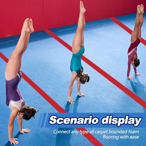 Shappy Gymnastics Mat Hook Fastener Gymnastics Cheer Mats Tape Strip for Tumbling 4" Wide Carpet Repair Nylon Hook for Carpet Bonded Foam Seams Cheer Gym Floors Cheerleading Supplies - color: Red