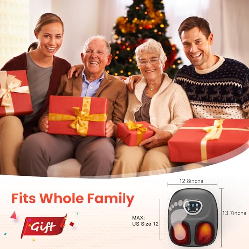 CuPiLo Foot Massager with Heat, FSA Eligible HSA Shiatsu Foot Massager Machine for Plantar Fasciitis, Adjustable Vibration & Pressure for Neuropathy Pain, Women Men Gifts, Fits Up to 12"(Gray) - color: Gray