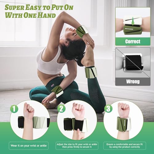 BECOJADDE Ankle Weights for Women Wrist Weights Set of 2 (1 lb/2 lb Each) Adjustable Arm Leg Weight for Womens Men Suitable for Walking Swimming Running Pilates Yoga Gym - color: Gradient Green, size: 4lb Pair (2lb Each)