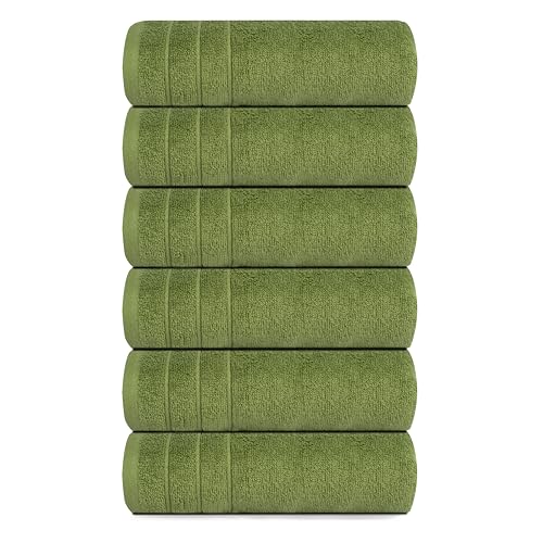 Tens Towels Pack of 6 Hand Towels, 100% Cotton, Lighter Weight, Quick to Dry, 16 x 28 Inches, Super Soft & Absorbent, Perfect for Bathroom & Kitchen, Green - color: Forest Green