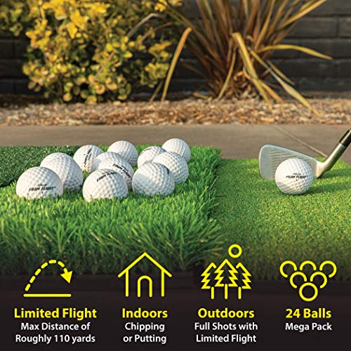 GoSports Foam Flight Practice Golf Balls - Choose White or Yellow - Pack of 24 Limited Flight Training Balls - color: White
