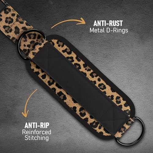 Breaking Limits Ankle Straps for Cable Machines Women - Cable Kick Back Set | Cable Kick Back Ankle Straps, Gym Cable Ankle Strap Attachment, Glute Leg Strap for Cable Machine, Neoprene, Double D-Rings - color: Leopard - Pair