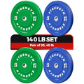 Rendpas Premium Color-Coded Rubber Bumper Plates Set - 2 Inch Olympic Weight Plates for Home Gym Cross and Strength Training - color: 140LB Set