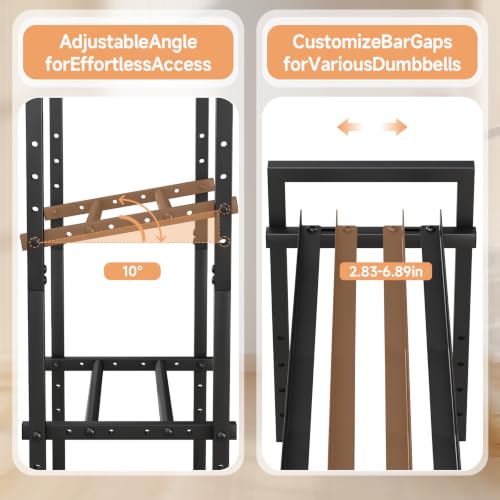 SYQ 3 Tier Dumbble Rack - 550LB Capacity Adjustable Dumbbell Storage Rack Space-Saving Home Gym Weight Rack For Dumbbells And Kettlebells