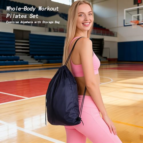 Pilates Kit, 17-in-1 Home Pilates Equipment Workout Set for Women – 14.5" Pilates Ring, TPE Gradient Resistance Bands, Yoga Ball,Heart-Shaped Resistance Band & Grip Socks with Backpack