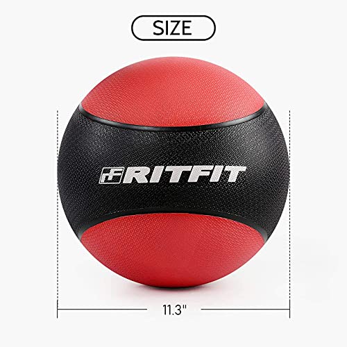 RitFit Weighted Medicine Ball - Non-Slip Rubber Shell & Dual Texture Grip - Workout Exercise Ball for Core Strength, Balance Training, Coordination Fitness - Multiple Weights & Colors - size: 12lb