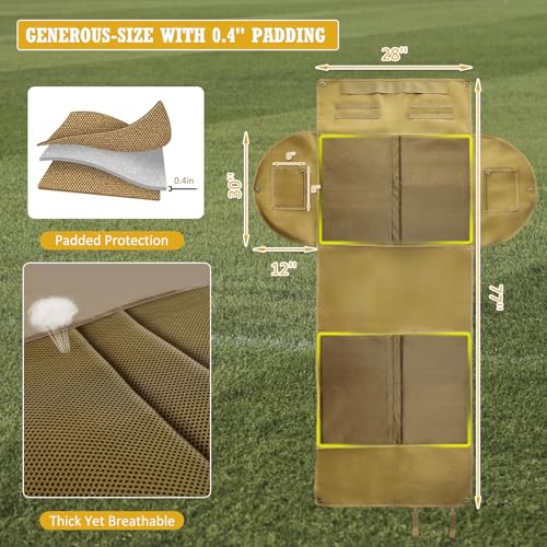Shooting Mats Prone Padded, Extra Large Portable Roll Up Folded Waterproof Non-Slip Tactical Shooting Mat with Thickened Cotton Padding, Bipod Holder & 2 Accessory Pockets for Range Shooting Hunting - style: Winged Side