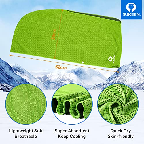 Sukeen Cooling Hoodie Towel, Absorbent Quick-Drying Cooling Towels for Neck and Face, UV Sun Protection Cooling Neck Wraps Sport Head Cooling Towel Hot Weather - color: Blue/Green