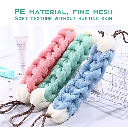 AARainbow 4 Packs Long Stretch Back Sponge with Rope Handles Back Scrubber Body Sponges for Bathing, Bath Shower Mesh Sponge Body Deep Cleaning for Men & Women (Blue+Grey+Green+Pink) - color: Blue+grey+green+pink