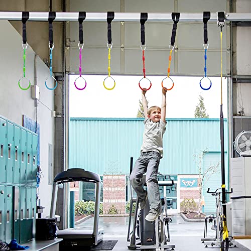 7 Colorful Ninja Ring Fitness Gymnastic Ring Outdoor Backyard Playground Training Equipment Play Set, Funny Jungle Gym Fist Hanging Swing Monkey Bars Ninja Warrior Obstacle Course Trapeze Accessories - color: Multi-color, size: 7 Pack