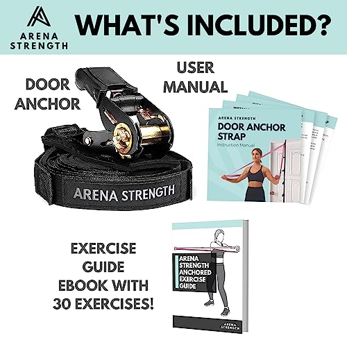 Arena Strength Multi Loop Door Anchor Strap for Resistance Bands - Fits Up to 9 ft Doors - Heavy Duty - Easy to Install - Full Body Home Workouts
