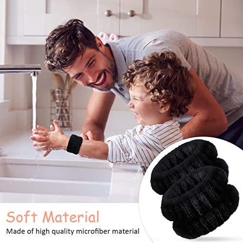 Chuangdi 4 Pairs Wrist Bands for Washing Face Wrist Spa Microfiber Wash Towel Band Scrunchies Absorbent Wristbands Sweatband for Women Prevent Liquid from Spilling(Black) - color: Black