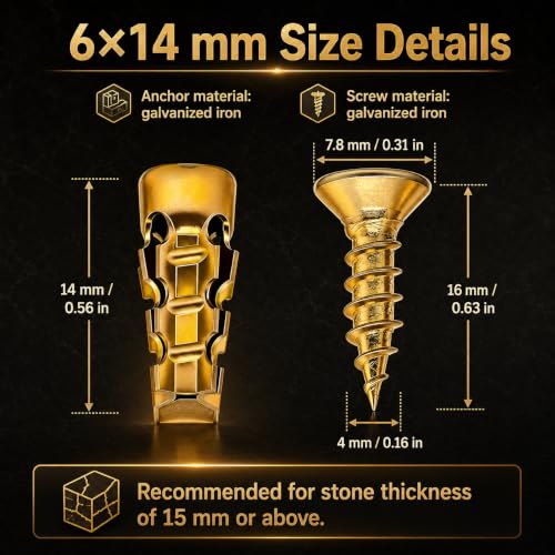 6×14mm Short Expansion Screw Set,Door Hinge Thread Repair Screws,Wall Anchors Screws Fit 6mm Holes for Tile Stone Wood Door,30PCS