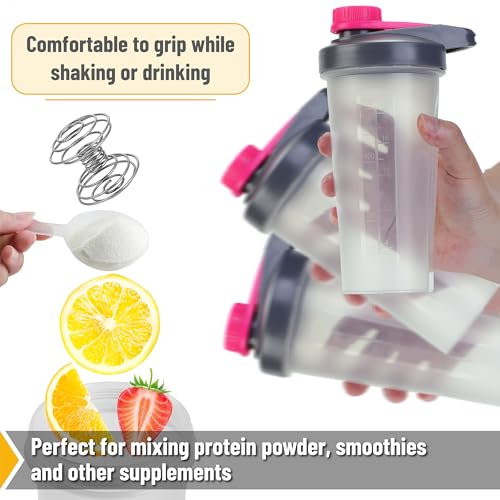 Mr. Pen Shaker Bottles for Protein Mixes - 28 oz | Gray & Pink Protein Shaker with Wire Whisk Ball - color: Gray/Pink