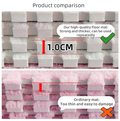 12pcs Carpet Squares Puzzle Floor Mat, Plush Interlocking Carpet Tiles, Anti Slip EVA Foam Jigsaw Floor Tiles, Build A Safe Area for Bedroom Playroom (Beige+White) - color: Beige+white