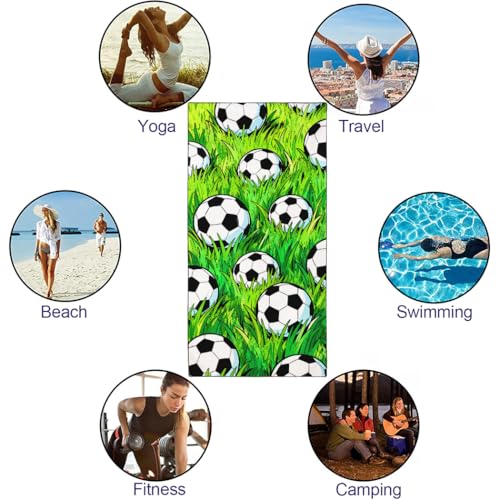 Grass Field Soccer Beach Towel, 36"x72" Sand Free Quick Dry Thin Lightweight Microfiber Gifts for Football Lovers - color: Sport-7