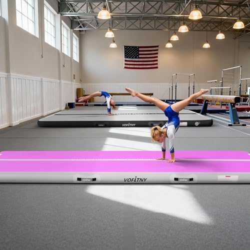 VOFiTNY All Purpose Gymnastics Mat 6.6/10/13/16/20 ft Sturdy Inflatable Tumble Track for Home/Gym - color: Cyan/HotPink, size: 10ft*3.3ft*4inches(3m*1m*0.1m)