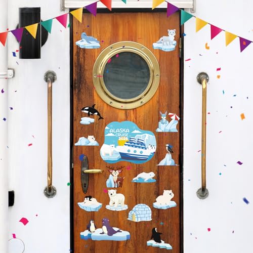 Alaska Animals Cruise Door Magnets - Wxiben 15PCS Alaska Cruise 2026 Ship Door Decorations Penguin Sea Lion Seal Penguin Whale Cruise Door Magnets for Stateroom Cabin Carnival Refrigerator Decor - style: Alaska Animals