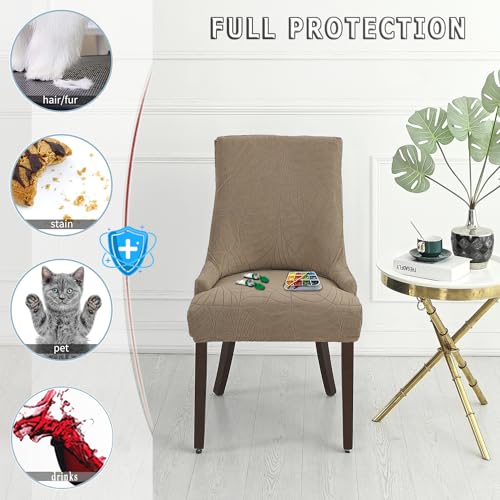 Wingback Chair Cover Waterproof,Stretch Jacquard Slipcover(Sand,4PCS) | Instant room refresh with easy cleanup, dependable mess protection, and a neat tailored look for family spaces. - color: Sand