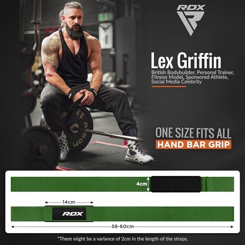 RDX Lifting Straps for Weightlifting –100% Cotton Heavy Duty Gym Wrist Strap with 5MM Neoprene Padding, 60CM Anti-Slip Hand Grip Wraps for Deadlifts Powerlifting Workouts Strength Training, Men Women - color: Army Green