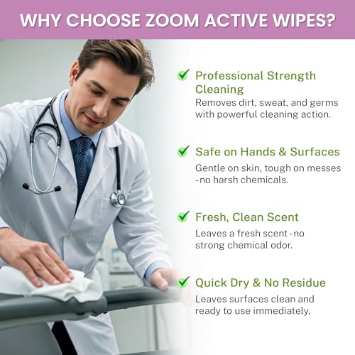 Zoom Active – 6,000 Total Wipes, 4 Rolls of 1,500 – Disinfecting Cleaning Wipes Bulk, Antibacterial Surface Wipes for Gym, Office & Commercial Use, Multi-Purpose Sanitizing Large Refill Rolls