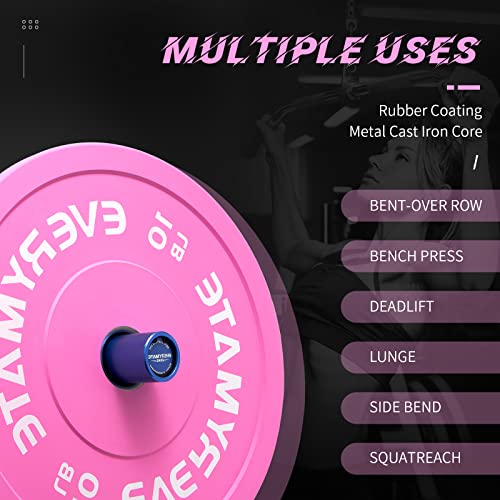 EVERYMATE Change Weight Plates 1.25LB 2.5LB 5LB Set Fractional Olympic Bumper Plates for Cross Training Steel Insert Strength Training - color: 10LBx2, size: Pink