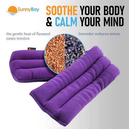SunnyBay Lavender Microwave Heating Pad, 26" Long Microwavable Neck Wrap & Heat Pack for Moist Hot Therapy, Heated Neck Warmer for Neck, Shoulder & Back Pain Relief, Flaxseed Filling, 26x6, Purple - color: 6x26 Scented - Purple