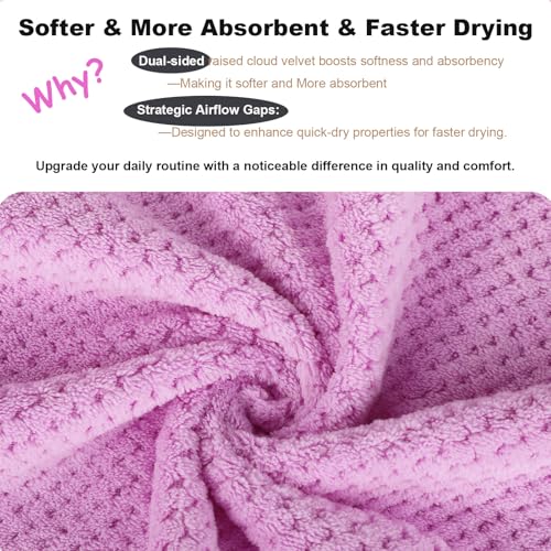 4 Pack Bath Towel Set, Waffle Bath Towel Set, Microfiber Super Soft Highly Absorbent, Sturdy Quick Drying Towels for Bathroom, Gym, Sports, Yoga (4 Piece 27" x 55", 4Purple) - color: 4purple, size: 27 x 55 Inch