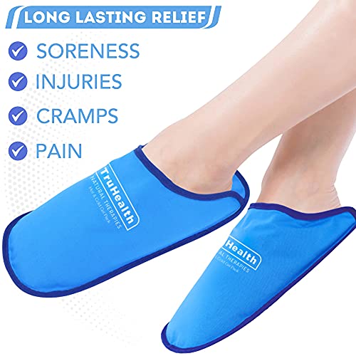 Gel Ice Pack Slippers - Hot & Cold Therapy for Neuropathy Relief & Foot Care, Cooling Gel Comfort for Swollen Feet & Swelling Relief, Flexible Ice Pack Design - 1 Pair, Blue Vinyl