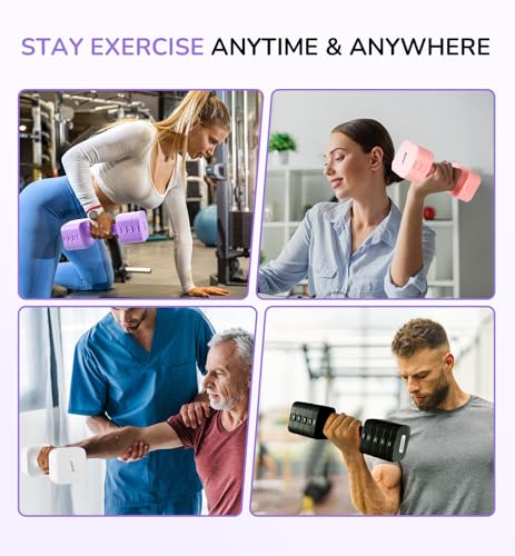 5-in-1 Adjustable Dumbbell Set for Women Men 10 lb Each | Dumbbells Set of 2, Free Weight Set at Home Gym, Locking/TPU Soft Handle for Exercise & Muscle Toning Weight Loss - color: Purple