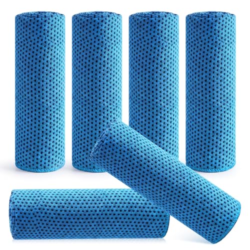 Hosuly 6 Pack Cooling Towels 40"x12" Ice Towel Cooling Neck Wraps Soft Breathable Chilly Stay Cool in Summer for Sports Yoga Golf Gym Activities(Light Blue) - color: Light Blue