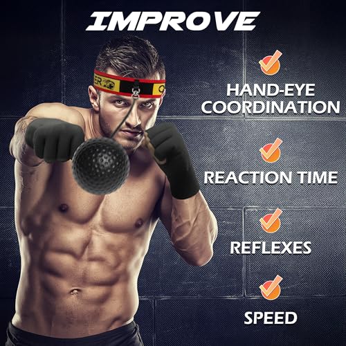 Boxing Reflex Ball for Adults and Kids, 4 Levels Boxing Ball with Adjustable Headbands, Perfect for Reaction, Agility, Punching Speed, Fight Skill and Hand Eye Coordination Training - style: Set-3