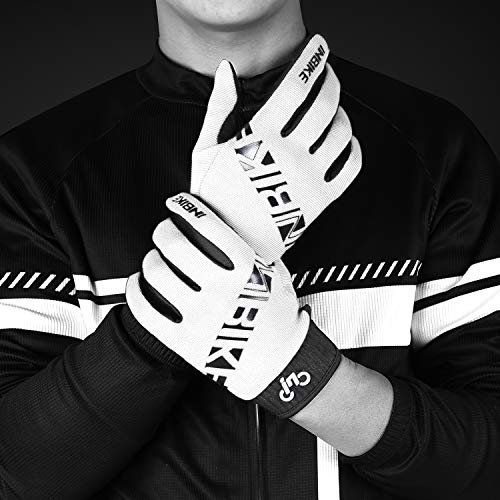 INBIKE Cycling Gloves for Men/Women Bike Gloves with Touchscreen-Padded Anti-Slip Mountain Biking MTB Bicycle Gloves for Cycling/Workout/Gym/Outdoor - color: White, size: Large
