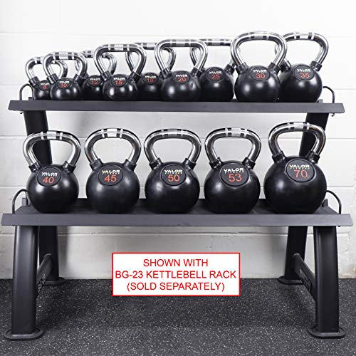 Valor Fitness Chrome Kettlebells – Solid Cast Iron Kettlebell with Chrome Finish, Strength Training Weight for Swings, Squats, Cleans & Home Gym Workouts - size: 40.0 Pounds