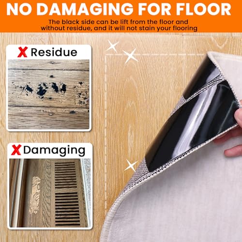 YINTTIAN Rug Non Slip Grippers, 2 x 5 Inch Reusable Carpet Grippers Rug Tape for Hardwood Floors and Tiles, Removable and No Residue on Floor (8) - size: 5 inch- 8 Pcs