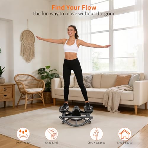 Rock Stepper for Exercise at Home, Lateral Motion Side Stepper with Monitor | 250LBS Loading Capacity Rocker Exercise Machine, Rock Stepper Side to Side with Resistance Band for Full Body Workout