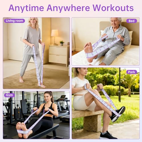 12 Loops Stretch Bands for Exercise for Home Workout | Multi-Loop Yoga Stretching Flex Strap for Physical Therapy, Pilates, Dance & Gymnastics Exercise