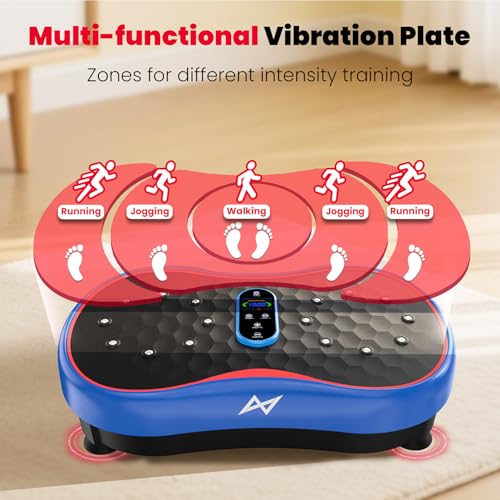 AXV Vibration Plate Fitness Platform Exercise Machine Vibrating Shaking Full Body Shaker Workout Vibrate Stand Shake Board Sport for Weight Loss Fat Burner for Gym Home Office - color: BASIC.BLUE