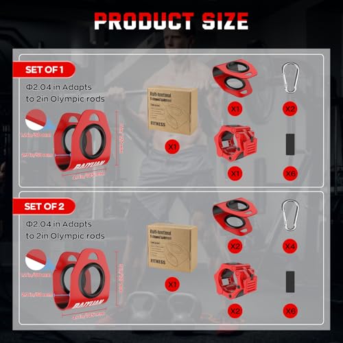 Home Gym Clips, Convert Dumbbells to Barbell, Turn Bars into Landmines, T-Bar Row with Any Grip, Hook Dumbbells on Dip Belts, Versatile Weightlifting Accessory for Olympic - color: Red, size: Olympic 2", Pair