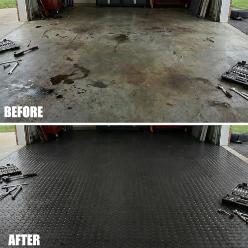 LITA Garage Floor Mat, PVC Flooring Roll Thickened Garage Mats, Heavy Duty Parking Mat Waterproof Nonslip Floor Protector for Car, Trailer, SUV, Basement, Gym (Black) (1 Feet x 11 Feet) - size: 1FTx11FT