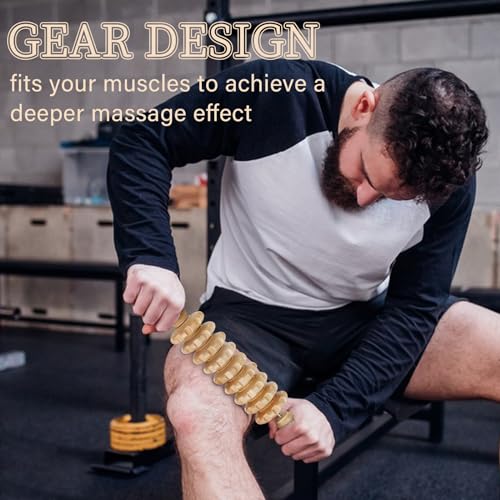 Liitrton Manual Wooden Fascia Massage Roller Trigger Points for Release Cellulite Sore Muscle Blasting (Straight-9-Wheel) - color: Straight-9-wheel