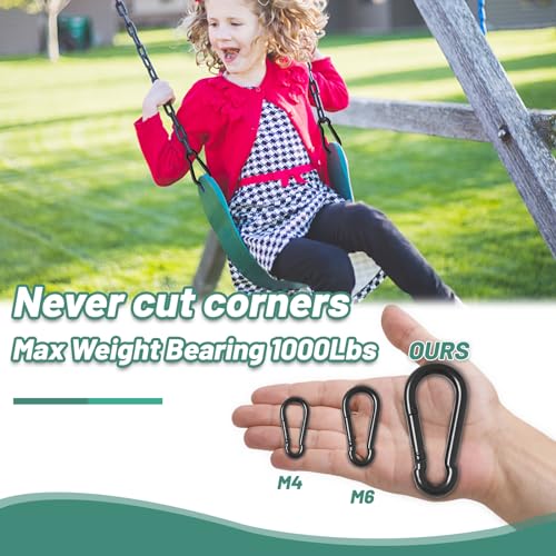 Pixel Panda Heavy Duty Carabiner 1000lbs for Gym & Outdoor - color: 4pcs-3.15inch Black
