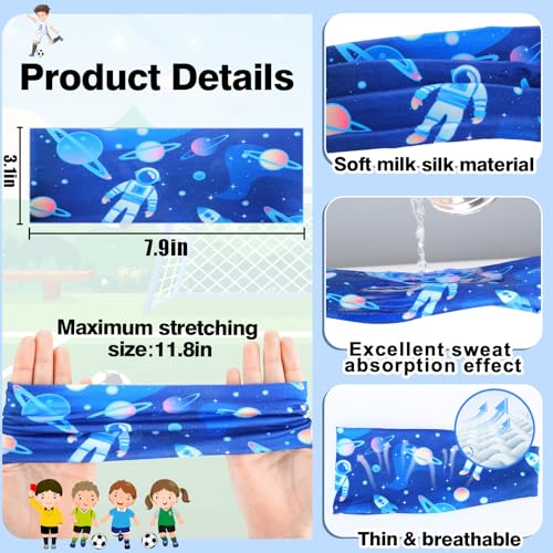 MADHOLLY 6Pcs Breathable Kids Sweat Bands for Ages 4-10 Boys Girls | Sweat Absorption, Soft, Elastic Wicking Head Bands, Sports Accessories for Football, Soccer, Basketball, Baseball, Running - style: Cartoon
