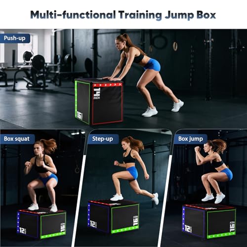 3 in 1 Foam Plyometric Jump Box for Home Gym,High Density EPE Foam Core and PVC Leather Cover Non Slip Easy to Clean,Plyo Box for Training Fitness Workout Exercise